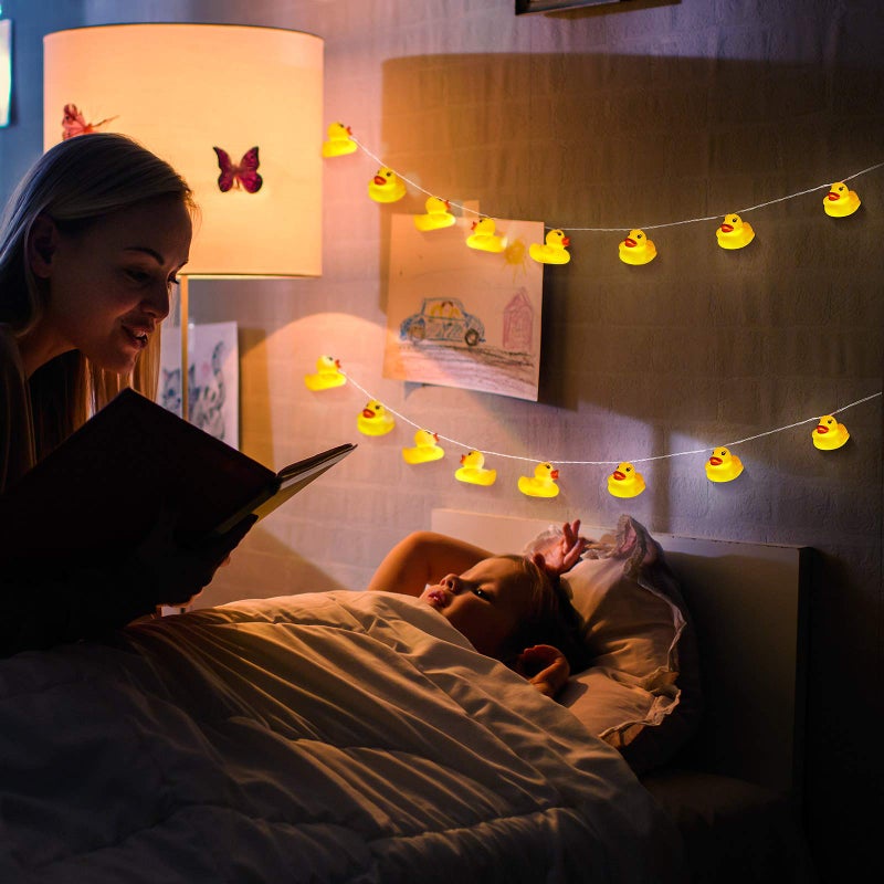 AceList أضواء خيط LED للأطفال من AceList 20 LED لغرف الأطفال لتزيين الجدران والنوافذ والأشجار للحفلات والحدائق وغرف النوم والمعيشة والسكن الجامعي - صوت ضغط صاخب - بطة - Image 2